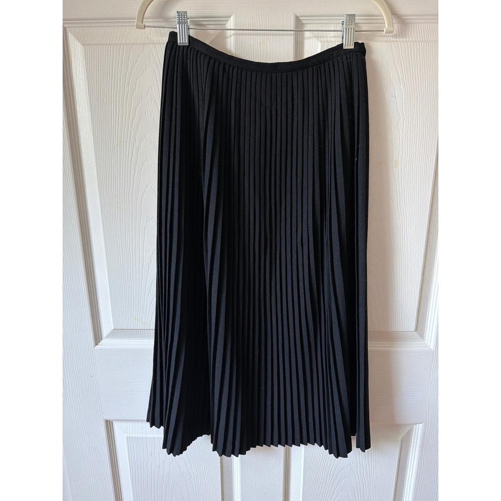 Sportempos Vintage 60s 70s Pleated Midi Skirt Women Small Black Knit Talon Zip